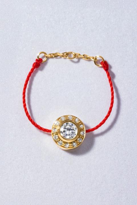 String ring with 0.26ct diamonds in yellow gold bezel setting - Redline - 0++