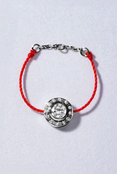 String ring with 0.26ct diamonds in black gold bezel setting - Redline - 0++