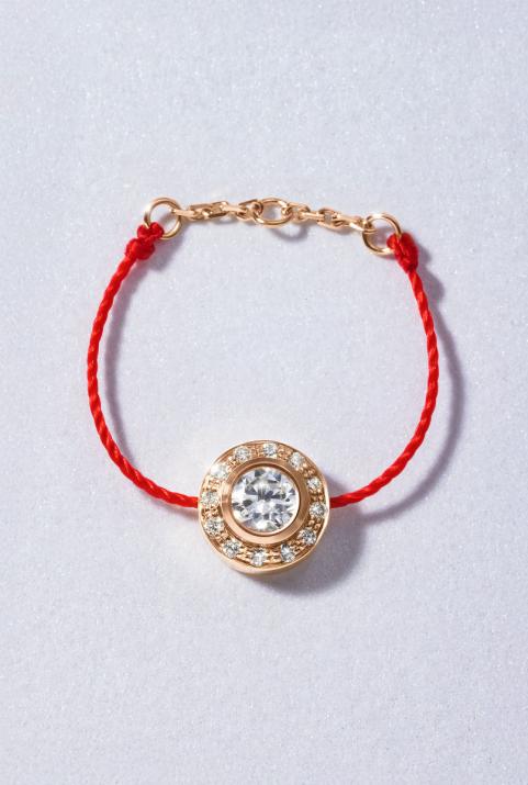 String ring with 0.26ct diamonds in rose gold bezel setting - Redline - 0++