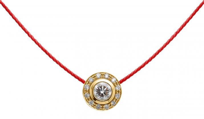 String necklace with 0.26ct diamonds in yellow gold bezel setting - Redline - 0++