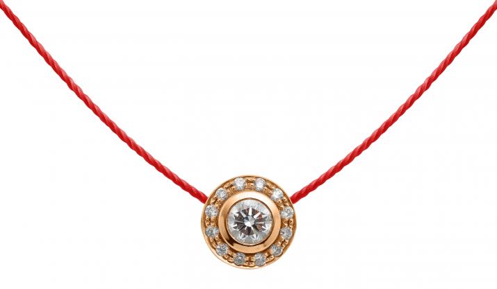 String necklace with 0.26ct diamonds in rose gold bezel setting - Redline - 0++