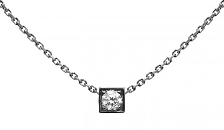 Chain necklace with 0.1ct diamond in black gold square bezel setting - Redline - 0++
