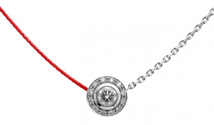 String and chain necklace with 0.26ct diamonds in white gold bezel setting - Redline