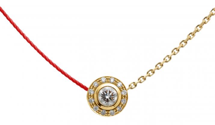 String and chain necklace with 0.26ct diamonds in yellow gold bezel setting - Redline