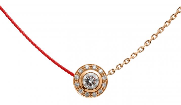 String and chain necklace with 0.26ct diamonds in rose gold bezel setting - Redline