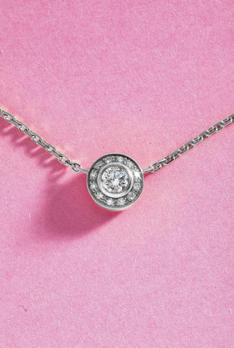 Chain necklace with 0.26ct diamonds in white gold bezel setting - Redline - 0++