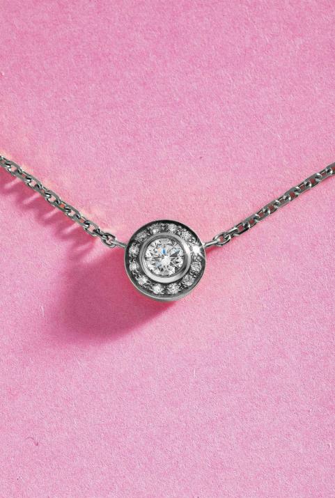 Chain necklace with 0.26ct diamonds in black gold bezel setting - Redline - 0++