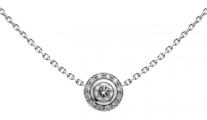 Chain necklace with 0.26ct diamonds in white gold bezel setting - Redline - 0++