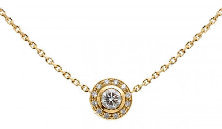 Chain necklace with 0.26ct diamonds in yellow gold bezel setting - Redline - 0++