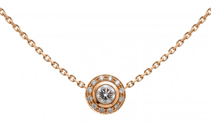 Chain necklace with 0.26ct diamonds in rose gold bezel setting - Redline - 0++