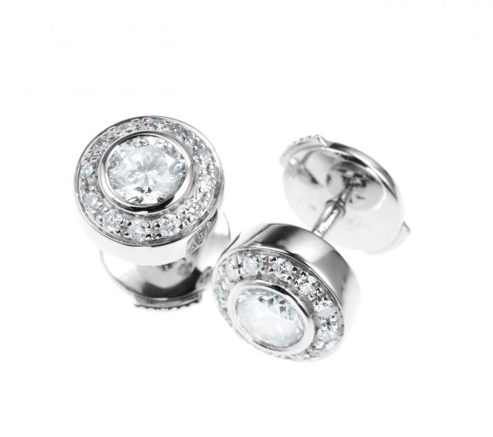 Earrings with 0.52ct diamonds in white gold bezel setting - Redline - 0++