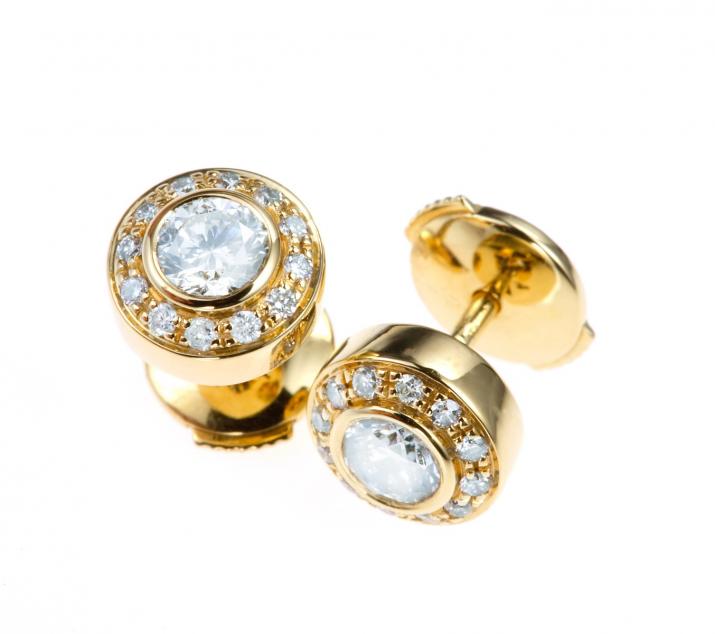 Earrings with 0.52ct diamonds in yellow gold bezel setting - Redline - 0++