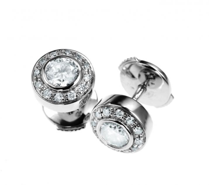 Earrings with 0.52ct diamonds in black gold bezel setting - Redline