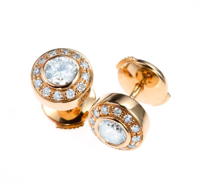 Earrings with 0.52ct diamonds in rose gold bezel setting - Redline - 0++