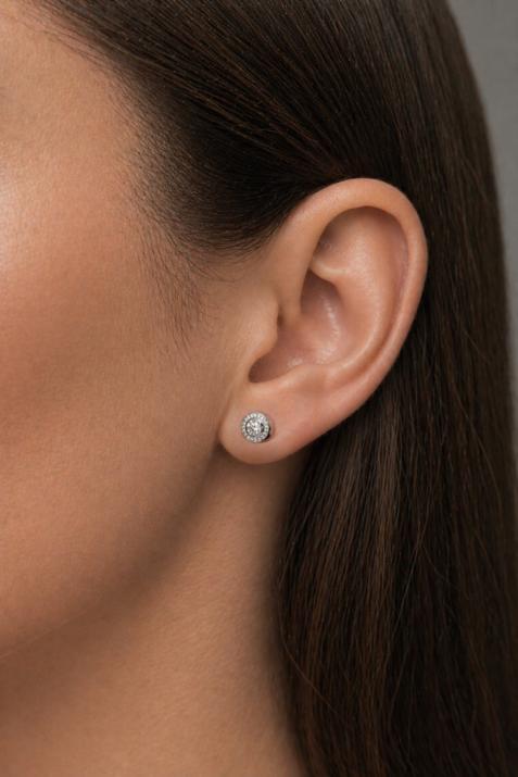 Earrings with 0.52ct diamonds in white gold bezel setting - Redline - 0++