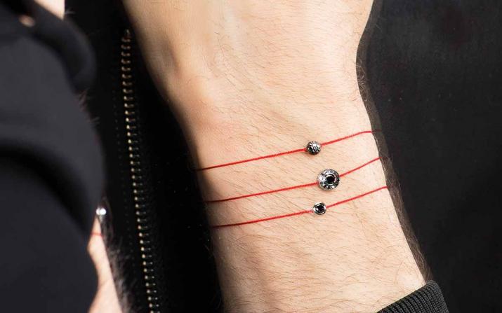 String bracelet with 0.26ct black diamonds in black gold bezel setting - Redline - 0++