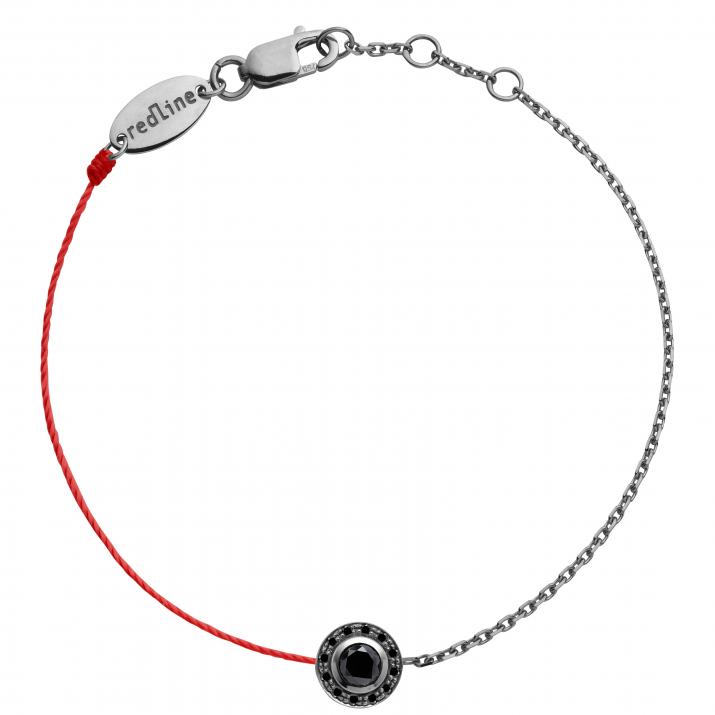String and chain bracelet with 0.26ct black diamonds in black gold bezel setting - Redline