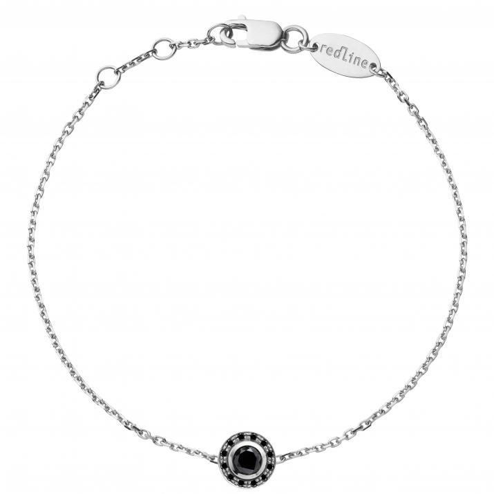 Chain bracelet with 0.26ct black diamonds in white gold bezel setting - Redline