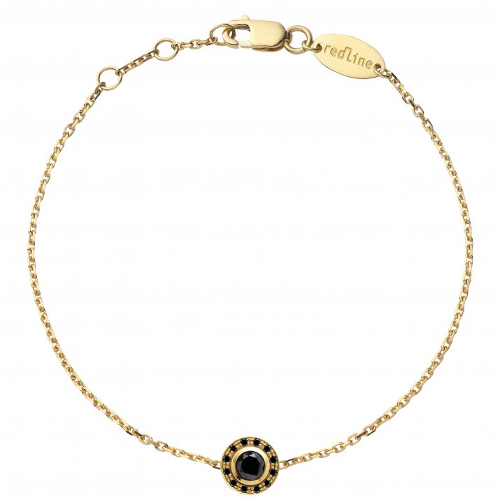Chain bracelet with 0.26ct black diamonds in yellow gold bezel setting - Redline