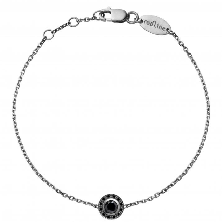 Chain bracelet with 0.26ct black diamonds in black gold bezel setting - Redline