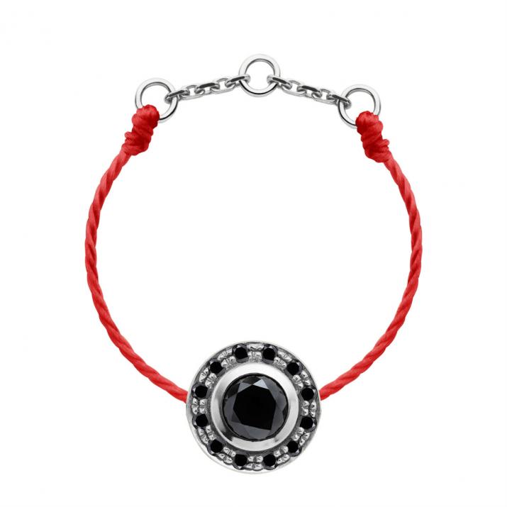 String ring with 0.26ct black diamonds in white gold bezel setting - Redline