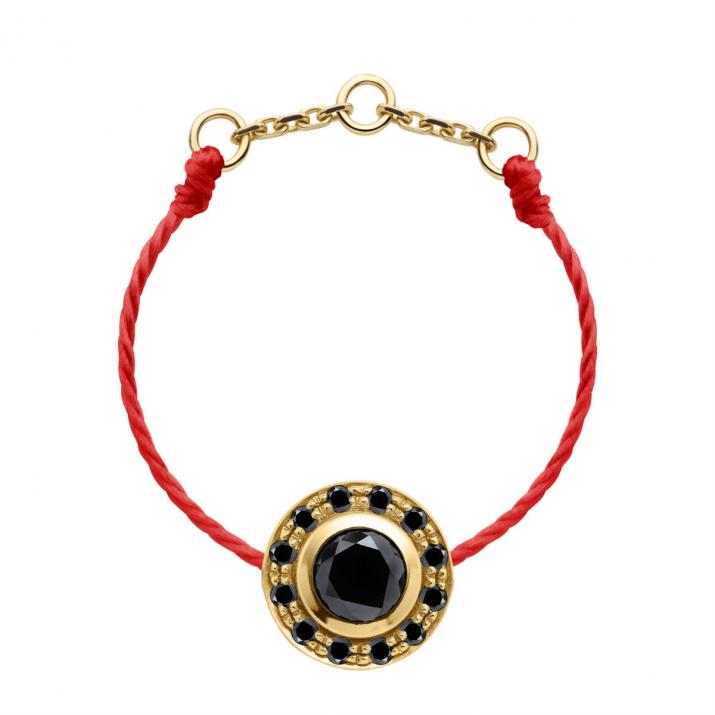 String ring with 0.26ct black diamonds in yellow gold bezel setting - Redline