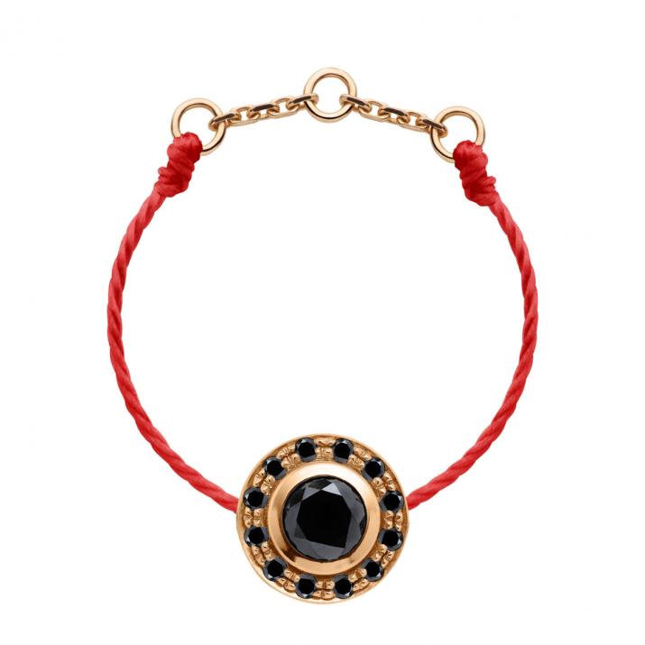 String ring with 0.26ct black diamonds in rose gold bezel setting - Redline