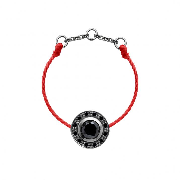 String ring with 0.26ct black diamonds in black gold bezel setting - Redline