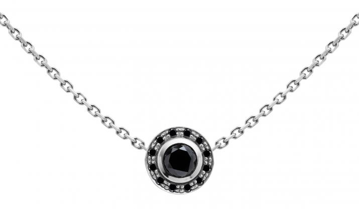 Chain necklace with 0.26ct black diamonds in white gold bezel setting - Redline
