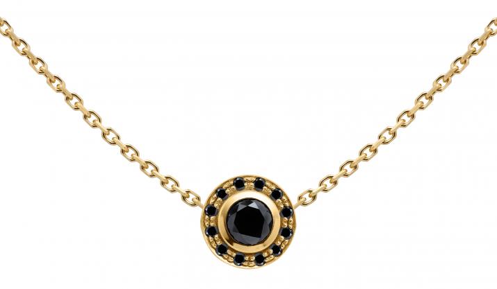 Chain necklace with 0.26ct black diamonds in yellow gold bezel setting - Redline
