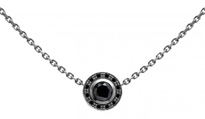 Chain necklace with 0.26ct black diamonds in black gold bezel setting - Redline