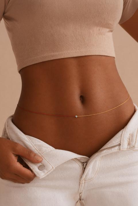 String and chain long necklace with 0.1ct diamond in yellow gold bezel setting - Redline - 0++