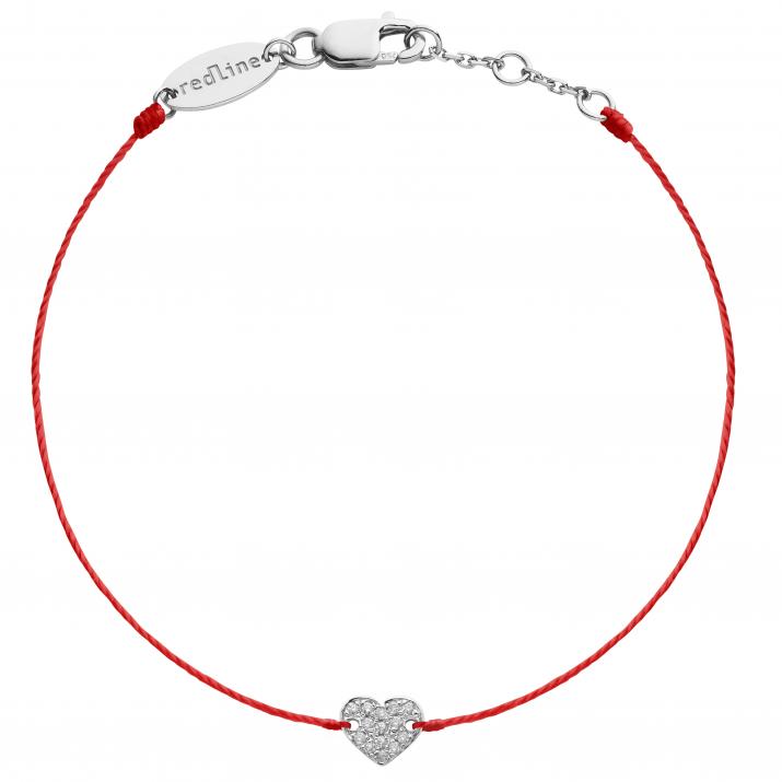 Diamond-paved heart string bracelet in white gold - Redline - 0++