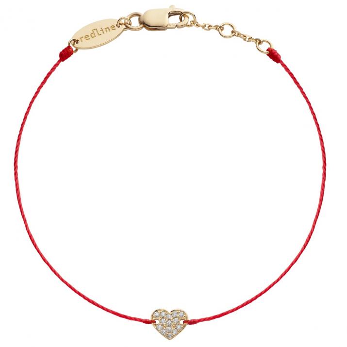 Diamond-paved heart string bracelet in yellow gold - Redline - 0++