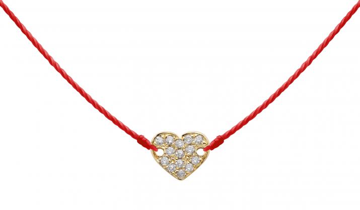 Diamond-paved Joli Cœur string necklace in yellow gold - Redline - 0++