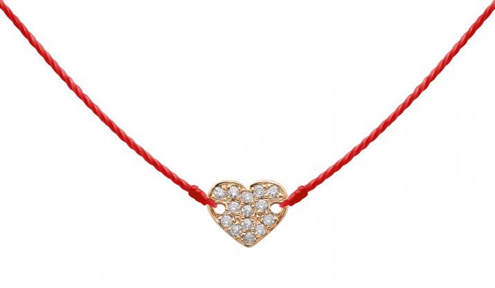 Diamond-paved Joli Cœur string necklace in rose gold - Redline - 0++