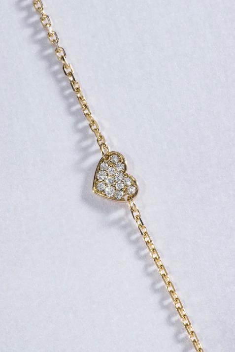 Chain Bracelet For Children with 0.07ct Round Diamond in Yellow Gold Pavé Setting - Redline - 0++