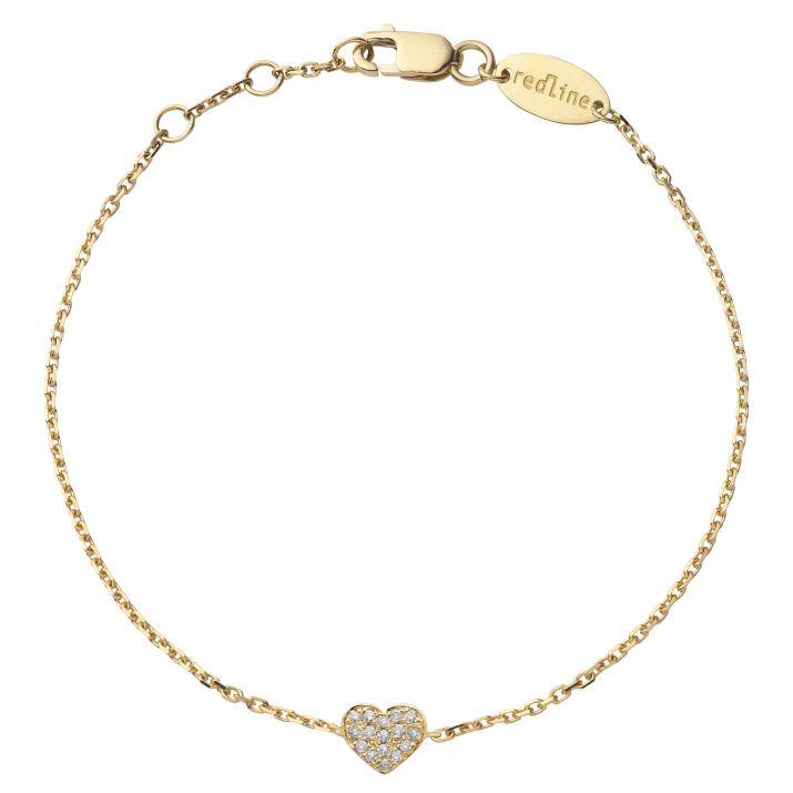 Chain Bracelet For Children with 0.07ct Round Diamond in Yellow Gold Pavé Setting - Redline - 0++