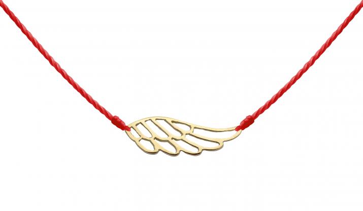 String necklace with wing in yellow gold - Redline