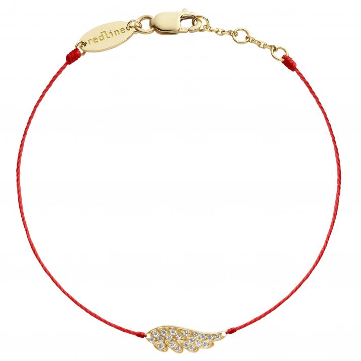 String bracelet with diamond-paved wing in yellow gold - Redline - 0++
