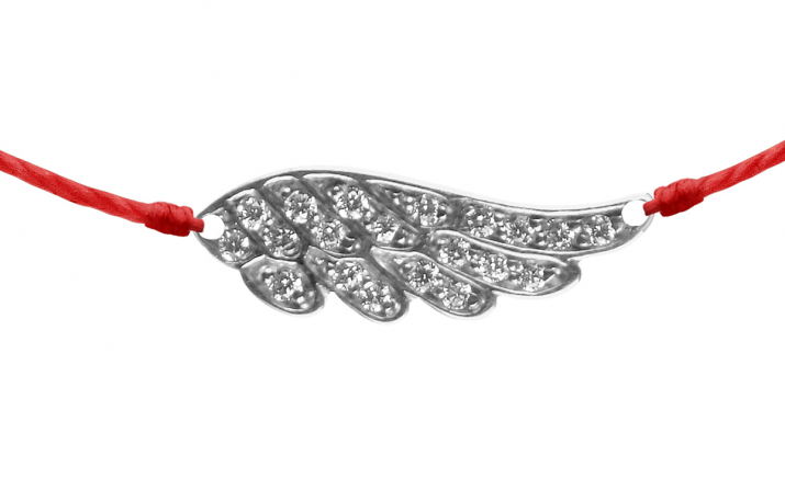 String bracelet with diamond-paved wing in black gold - Redline - 0++