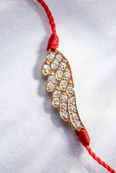 String bracelet with diamond-paved wing in rose gold - Redline - 0++