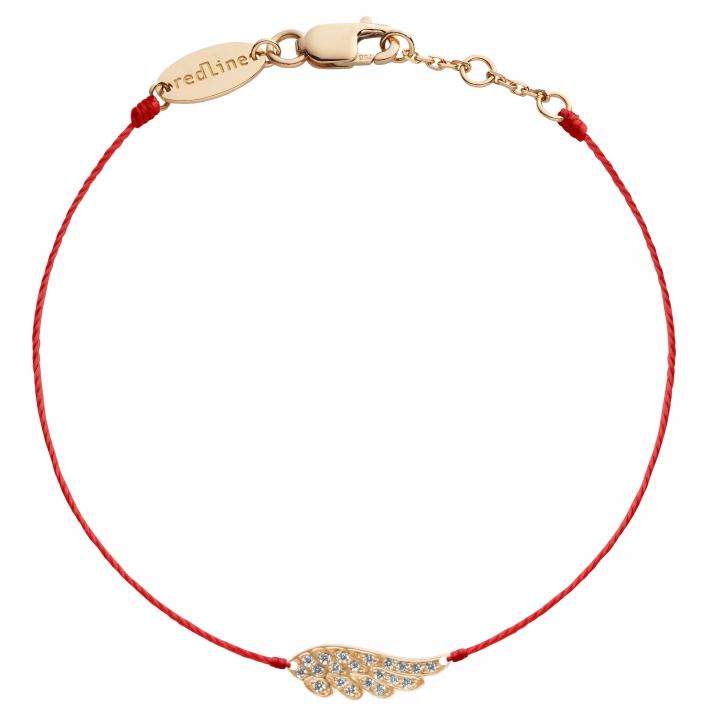 String bracelet with diamond-paved wing in rose gold - Redline