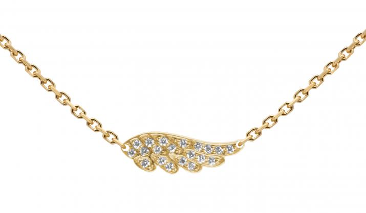 Yellow gold chain necklace with diamond-paved wing - Redline