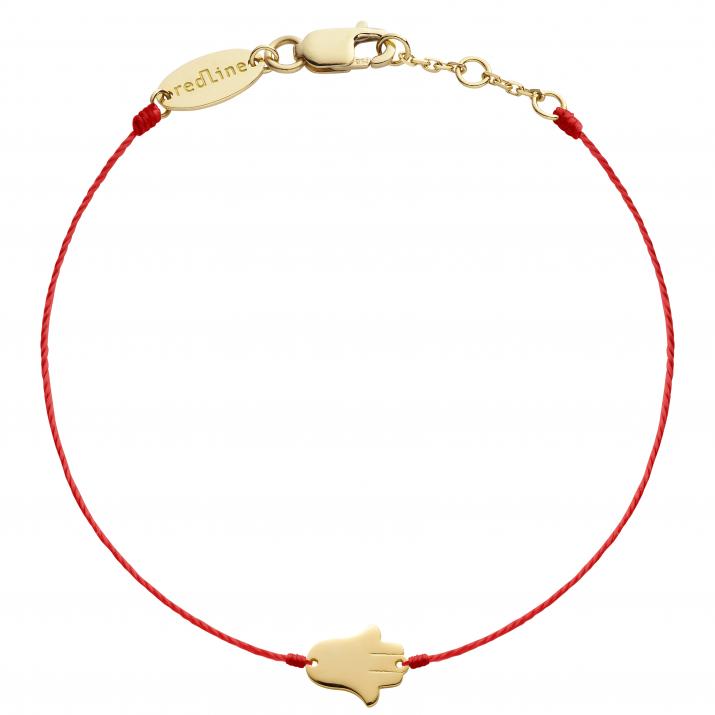 String bracelet with hand of Fatima in yellow gold - Redline