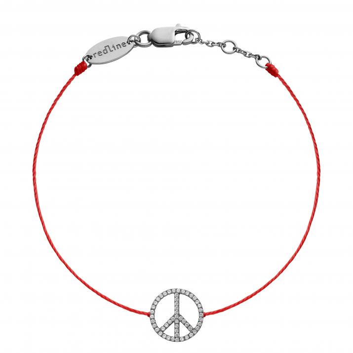 Diamond-paved peace & love string bracelet in black gold - Redline