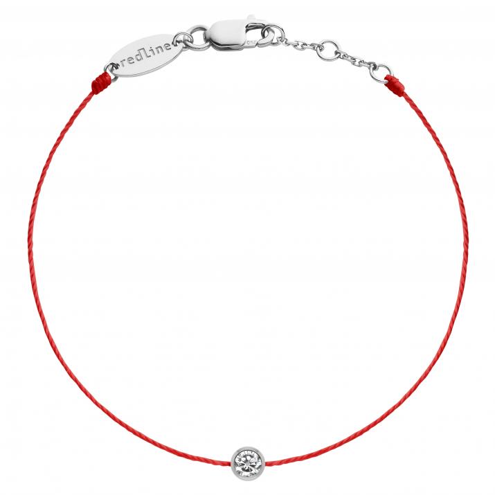 String bracelet with 0.05ct diamond in white gold bezel setting - Redline - 0++