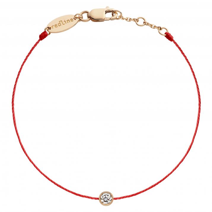 String bracelet with 0.05ct diamond in rose gold bezel setting - Redline - 0++