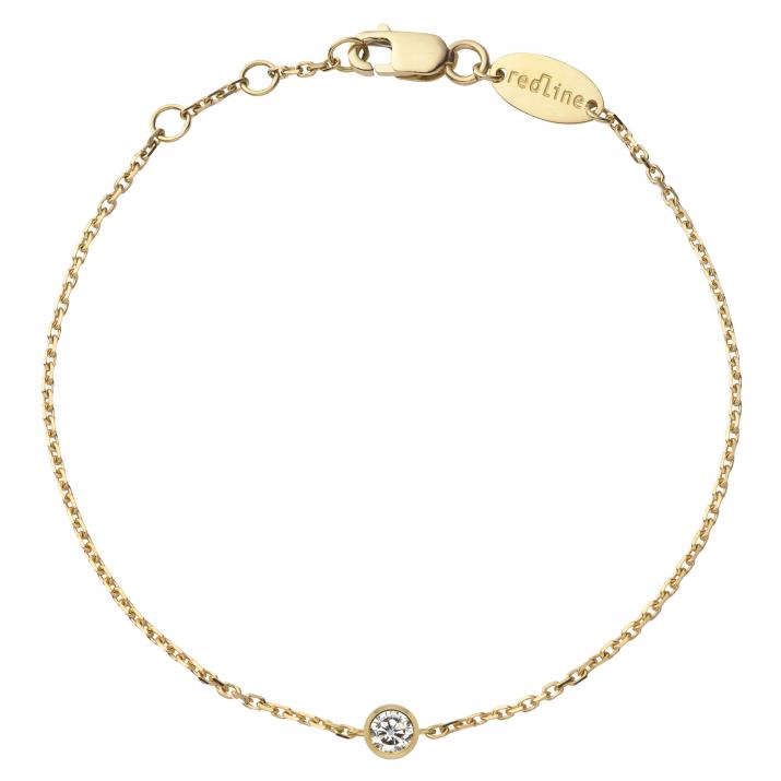 Chain bracelet with 0.05ct diamond in yellow gold bezel setting - Redline - 0++