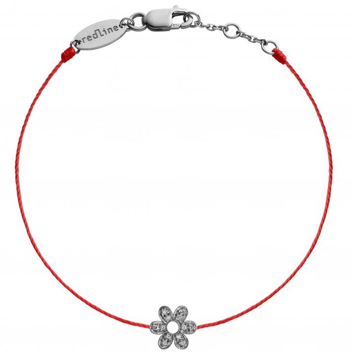 Diamond-paved flower string bracelet in black gold - Redline